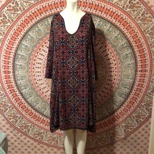 3/4 Sleeve Medallion Dress